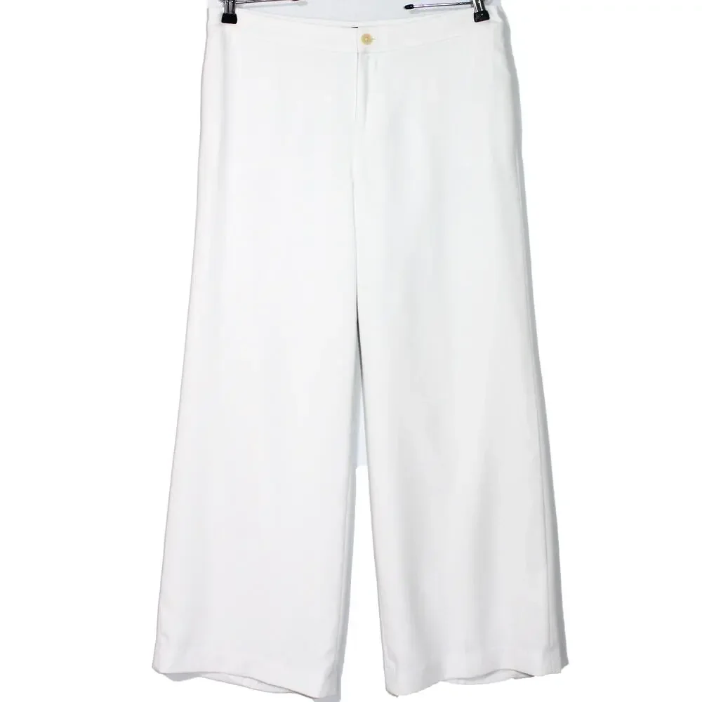 Ralph Lauren White Wide Leg Trouser Pants Size 12P